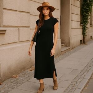 Rachel Zoe Black Midi Sheath Dress Women’s Size L NWT